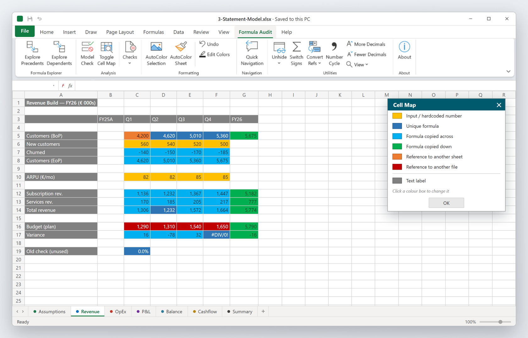 Cell Map in Formula Audit XL